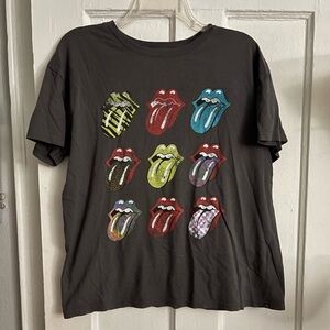 The Rolling Stones Graphic T-Shirt Womens Large Gray Band Music Tee Classic Rock